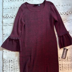 Nina Leonard burgundy sweater long sleeve dress size XL